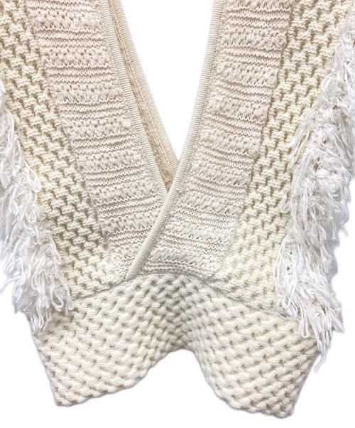 LEINWANDE（ラインヴァンド）LEINWANDE (ラインヴァンド) Patchwork Fringe Top/パッチワークフリンジトップ/ニットビスチェ ベージュ サイズ:FREEの古着・服飾アイテム