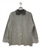 TANタン）の古着「バックボタンストライプハイネックニット」｜アイボリー×ブラック