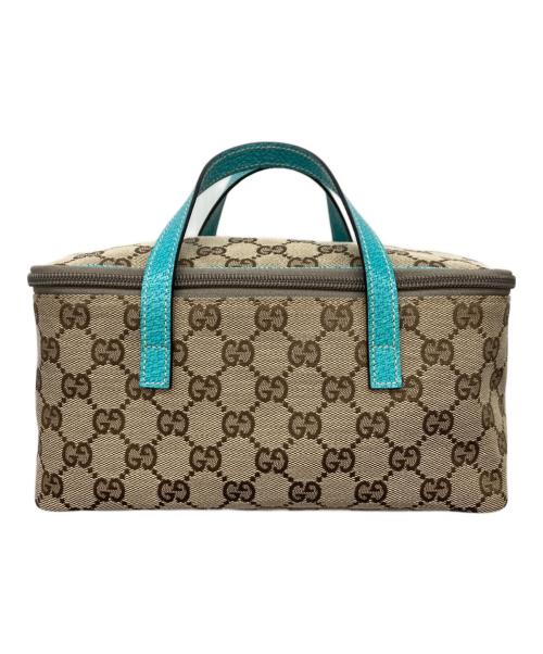 GUCCI（グッチ）GUCCI (グッチ) GGキャンバス バニティバッグ ベージュ×ブルーの古着・服飾アイテム