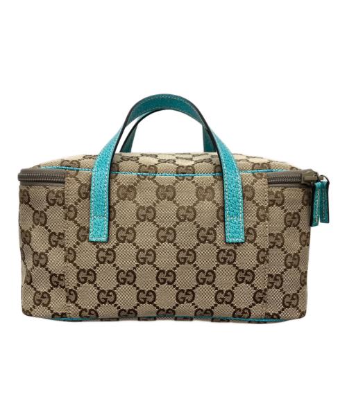 GUCCI（グッチ）GUCCI (グッチ) GGキャンバス バニティバッグ ベージュ×ブルーの古着・服飾アイテム