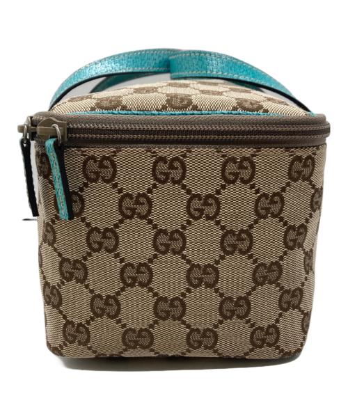 GUCCI（グッチ）GUCCI (グッチ) GGキャンバス バニティバッグ ベージュ×ブルーの古着・服飾アイテム