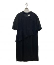 GIVENCHY（ジバンシィ）の古着「ドット柄アシンメトリーティアードワンピース」｜ブラック