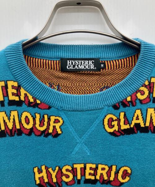 Hysteric Glamour（ヒステリックグラマー）Hysteric Glamour (ヒステリックグラマー) 総柄ロゴニット ブルー サイズ:Mの古着・服飾アイテム