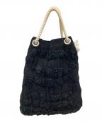 tricot COMME des GARCONSトリココムデギャルソン）の古着「フリルフラワーモチーフキャンバスハンドバッグ/巾着バッグ」｜ブラック