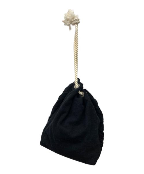 tricot COMME des GARCONS（トリココムデギャルソン）tricot COMME des GARCONS (トリココムデギャルソン) フリルフラワーモチーフキャンバスハンドバッグ/巾着バッグ ブラックの古着・服飾アイテム