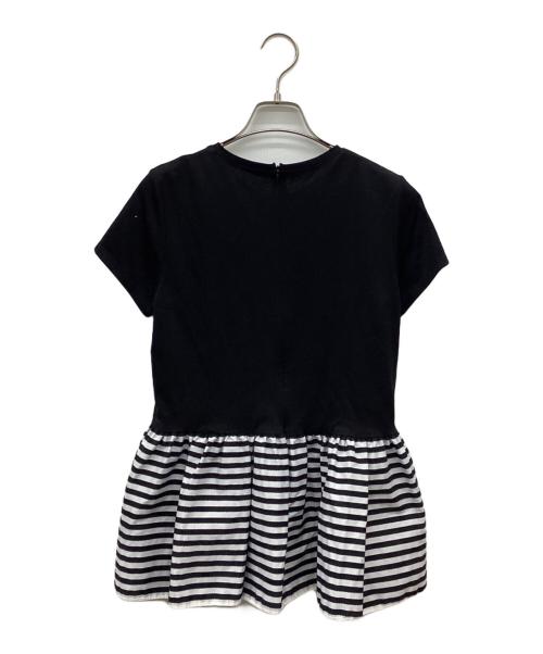 BORDERS at BALCONY（ボーダーズアットバルコニー）BORDERS AT BALCONY (ボーダーズアットバルコニー) PEPLUM TEE ブラック×ホワイト サイズ:Sの古着・服飾アイテム