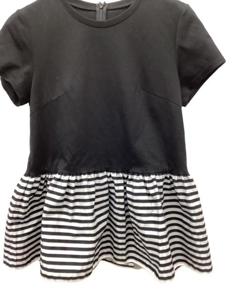 BORDERS at BALCONY（ボーダーズアットバルコニー）BORDERS AT BALCONY (ボーダーズアットバルコニー) PEPLUM TEE ブラック×ホワイト サイズ:Sの古着・服飾アイテム