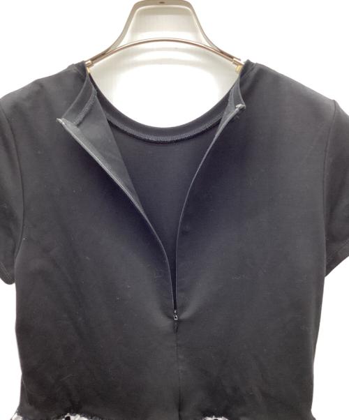 BORDERS at BALCONY（ボーダーズアットバルコニー）BORDERS AT BALCONY (ボーダーズアットバルコニー) PEPLUM TEE ブラック×ホワイト サイズ:Sの古着・服飾アイテム