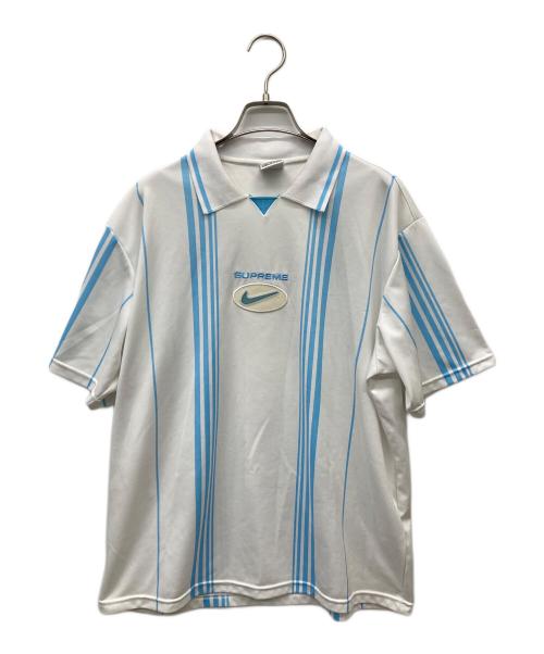 NIKE（ナイキ）NIKE (ナイキ) SUPREME (シュプリーム) JEWEL STRIPE SOCCER JERSEY/ジュエルストライプサッカージャージ ホワイト サイズ:Ｍの古着・服飾アイテム