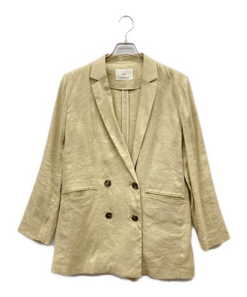 INED（イネド）INED (イネド) リネン混ダブルジャケット イエロー サイズ:SIZE 9の古着・服飾アイテム