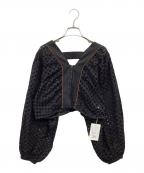 anukeアンヌーク）の古着「Volume Cutwork Blouse」｜ブラック