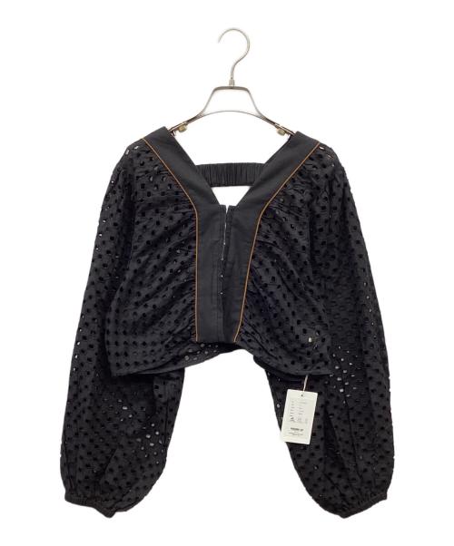 anuke（アンヌーク）anuke (アンヌーク) Volume Cutwork Blouse ブラック サイズ:FREE 未使用品の古着・服飾アイテム