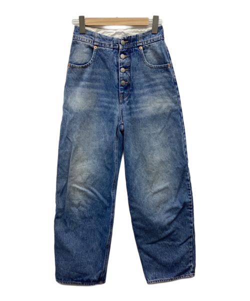 MM6 Maison Margiela（エムエムシックスメゾンマルジェラ）MM6 Maison Margiela (エムエムシックスメゾンマルジェラ) ウォッシュ加工ワイドデニムパンツ インディゴ サイズ:38の古着・服飾アイテム