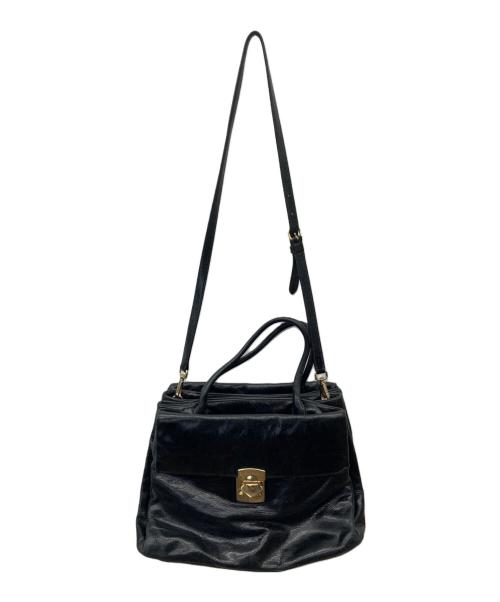 MIU MIU（ミュウミュウ）MIU MIU (ミュウミュウ) Wフラップ2WAYバッグ ブラックの古着・服飾アイテム