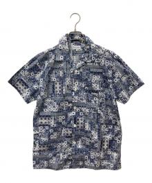 PAUL SMITH（ポールスミス）の古着「総柄オープンカラーシャツ」｜ブルー×ホワイト