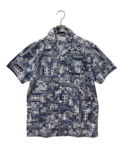 PAUL SMITH（ポールスミス）Paul Smith (ポールスミス) 総柄オープンカラーシャツ ブルー×ホワイト サイズ:Mの古着・服飾アイテム