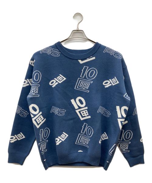 TENBOX（テンボックス）TENBOX (テンボックス) OG LOGO JACQUARD SWEATER ブルー サイズ:L 未使用品の古着・服飾アイテム
