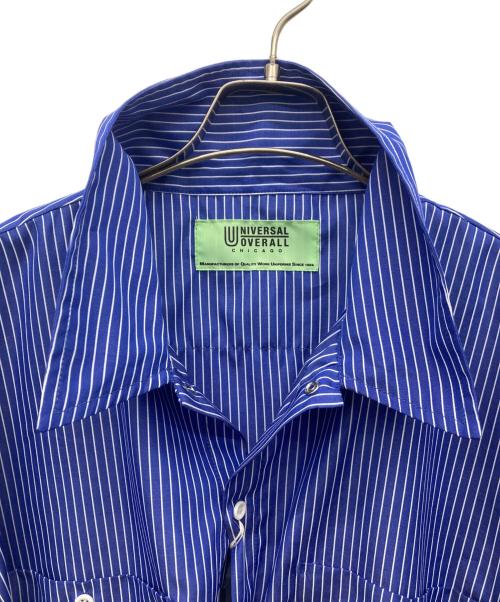 UNIVERSAL OVERALL（ユニバーサルオーバーオール）UNIVERSAL OVERALL B:MING LIFE STORE by BEAMS (ビーミングライフストア バイ ビームス) WORKER'S SHORTSLEEVE ブルー×ホワイト サイズ:XL 未使用品の古着・服飾アイテム