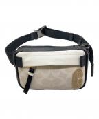 COACHコーチ）の古着「ミニ エッジ ベルト バッグ カラーブロック シグネチャー キャンバスショルダーバッグ」｜ホワイト×ブラック