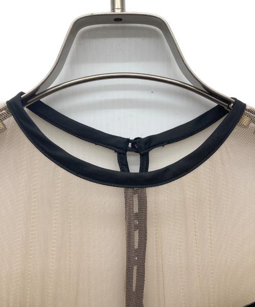 Ameri（アメリ）Ameri (アメリ) TULLE SLEEVE TIGHT DRESS AMERI アメリ ブラック×ベージュ サイズ:Sの古着・服飾アイテム