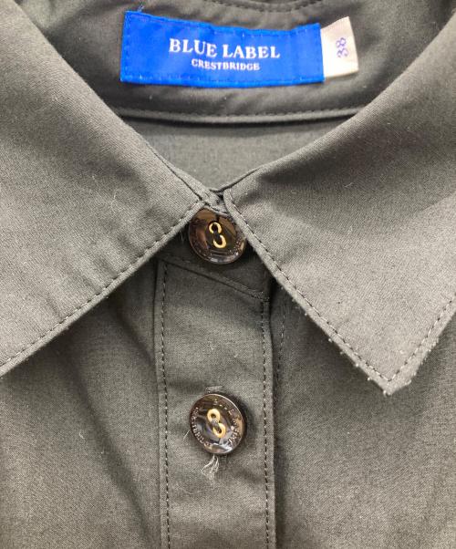 BLUE LABEL CRESTBRIDGE（ブルーレーベルクレストブリッジ）BLUE LABEL CRESTBRIDGE (ブルーレーベルクレストブリッジ) ハイカウントコットンタイプライターシャツワンピース ブラック サイズ:38の古着・服飾アイテム