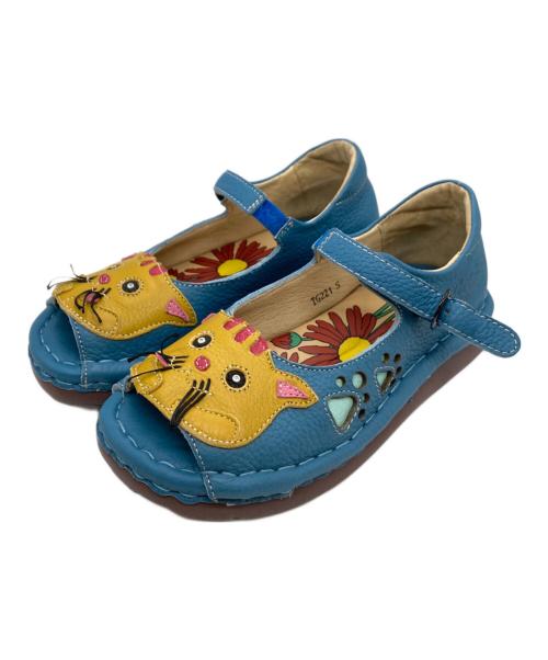 estacion（エスタシオ）ESTACION (エスタシオ) オープントゥ猫デザインサンダル ブルー サイズ:Sの古着・服飾アイテム