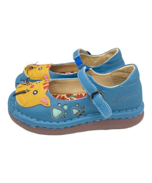 estacion（エスタシオ）ESTACION (エスタシオ) オープントゥ猫デザインサンダル ブルー サイズ:Sの古着・服飾アイテム