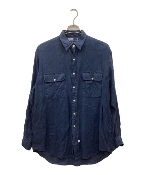 POLO RALPH LAUREN（ポロ・ラルフローレン）POLO RALPH LAUREN (ポロ・ラルフローレン) 90s リネンシャツ ネイビー サイズ:Mの古着・服飾アイテム