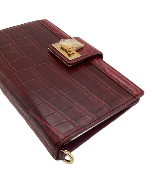 Pelley Lusso（ペレリールッソ）pelley lusso (ペレリールッソ) クロコダイル ショルダーウォレット レッドの古着・服飾アイテム