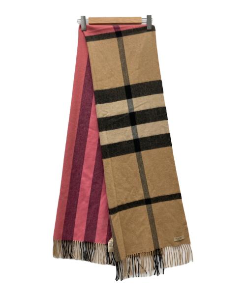 BURBERRY（バーバリー）BURBERRY (バーバリー) リバーシブルカシミヤチェックマフラー ベージュ×ピンク サイズ:200cm×60cmの古着・服飾アイテム