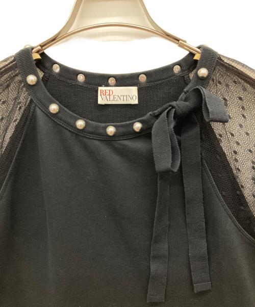 RED VALENTINO（レッドヴァレンティノ）RED VALENTINO (レッドヴァレンティノ) アームレースカットソー ブラック サイズ:XSの古着・服飾アイテム