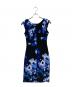 LAUREN RALPH LAUREN (ローレン ラルフ ローレン) 花柄ストレッチドレープドレス ブラック×ブルー サイズ:SIZE 0：5000円