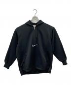 NIKEナイキ）の古着「90S 銀タグ ロゴ刺繍ハーフジップパーカー」｜ブラック
