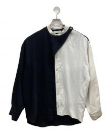 LiNoH（リノー）の古着「DRAPE LAYERED SHIRT」｜ホワイト×ブラック