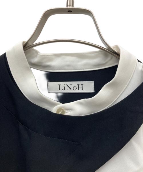 LiNoH（リノー）LiNoH (リノー) DRAPE LAYERED SHIRT ホワイト×ブラック サイズ:2の古着・服飾アイテム