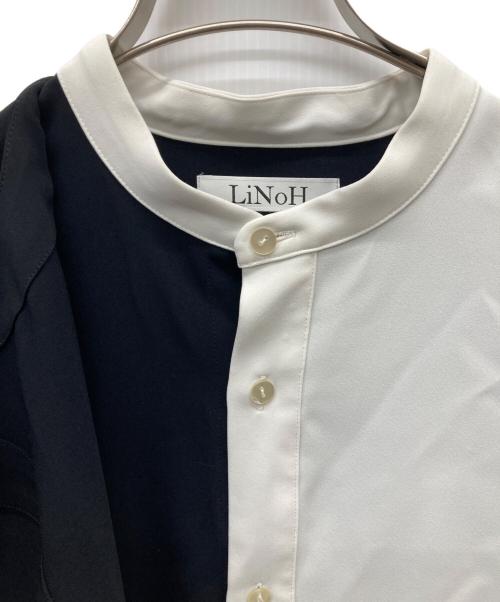 LiNoH（リノー）LiNoH (リノー) DRAPE LAYERED SHIRT ホワイト×ブラック サイズ:2の古着・服飾アイテム