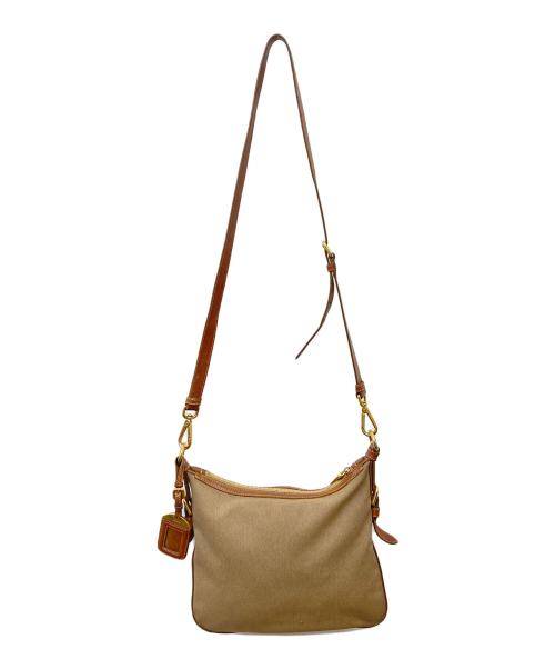 PRADA（プラダ）PRADA (プラダ) ジャガードロゴ キャンバスショルダーバッグ ブラウンの古着・服飾アイテム