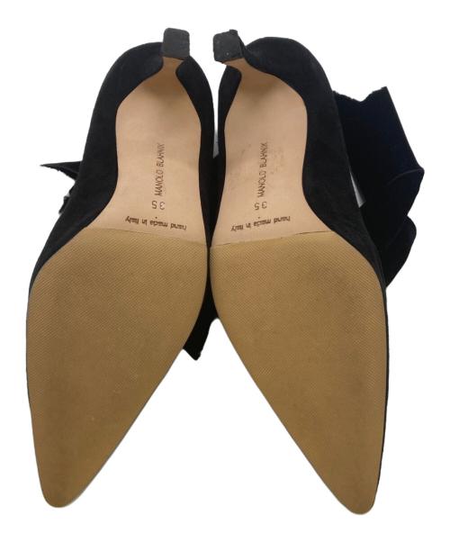 Manolo Blahnik（マノロブラニク）Manolo Blahnik (マノロブラニク) ベルベットリボンポインテッドトゥパンプス ブラック サイズ:35の古着・服飾アイテム