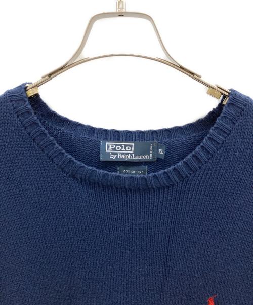 POLO RALPH LAUREN（ポロ・ラルフローレン）POLO RALPH LAUREN (ポロ・ラルフローレン) コットンニット ネイビー サイズ:XLの古着・服飾アイテム
