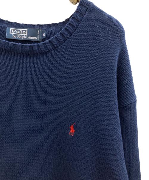 POLO RALPH LAUREN（ポロ・ラルフローレン）POLO RALPH LAUREN (ポロ・ラルフローレン) コットンニット ネイビー サイズ:XLの古着・服飾アイテム