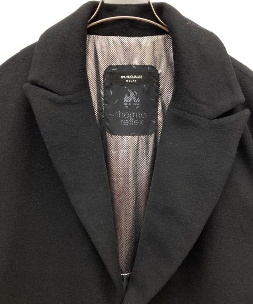 1PIU1UGUALE3 RELAX（ウノピゥウノウグァーレトレ リラックス）1piu1uguale3 relax (ウノピゥウノウグァーレトレ リラックス) チェスターコート ウールコート ブラック サイズ:XXLの古着・服飾アイテム