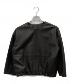 BEARDSLEYビアズリー）の古着「シープレザーノーカラーブルゾン」｜ブラウン