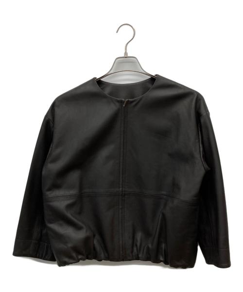 BEARDSLEY（ビアズリー）BEARDSLEY (ビアズリー) シープレザーノーカラーブルゾン ブラウンの古着・服飾アイテム