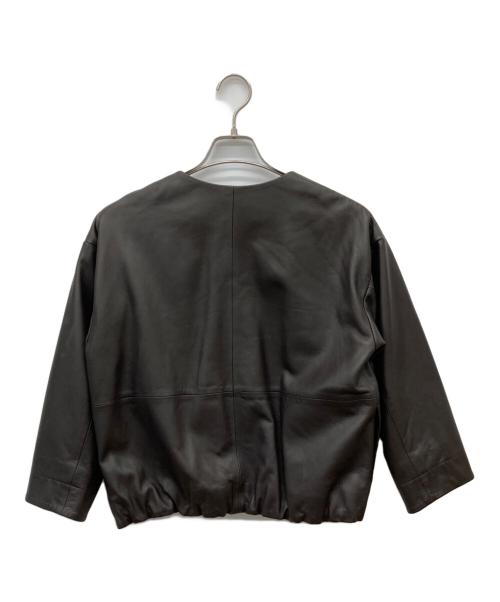 BEARDSLEY（ビアズリー）BEARDSLEY (ビアズリー) シープレザーノーカラーブルゾン ブラウンの古着・服飾アイテム