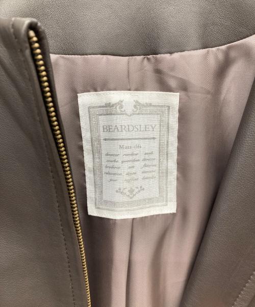 BEARDSLEY（ビアズリー）BEARDSLEY (ビアズリー) シープレザーノーカラーブルゾン ブラウンの古着・服飾アイテム