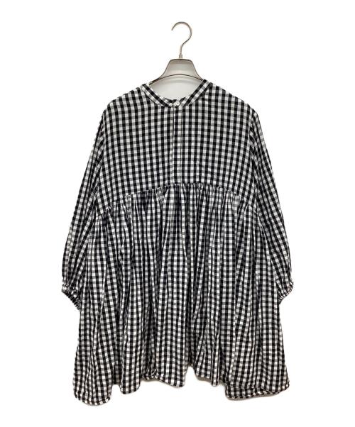 BEARDSLEY（ビアズリー）BEARDSLEY (ビアズリー) ギンガムチェックチュニックブラウス ホワイト×ブラック サイズ:FREEの古着・服飾アイテム