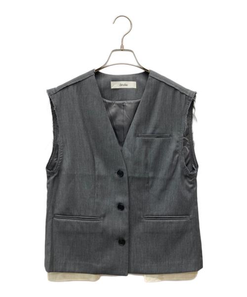 anuke（アンヌーク）anuke (アンヌーク) Cutoff Twill Vest グレー サイズ:36の古着・服飾アイテム