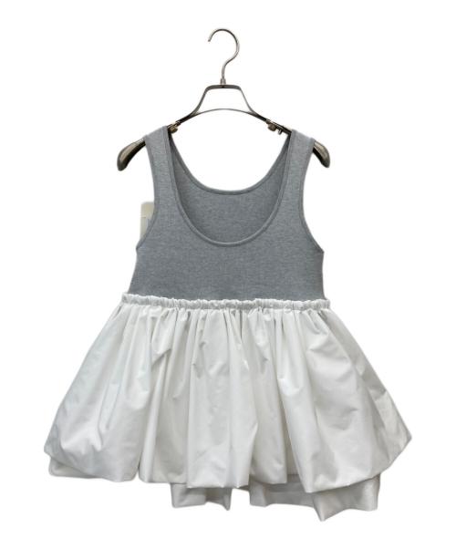 Sea Room lynn（シールームリン）Sea Room Lynn (シールームリン) Knit Dockingバルーンノースリーブトップス グレー×ホワイト サイズ:FREE 未使用品の古着・服飾アイテム