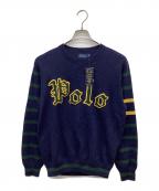 POLO RALPH LAURENポロ・ラルフローレン）の古着「Cotton Letterman Sweater」｜ネイビー