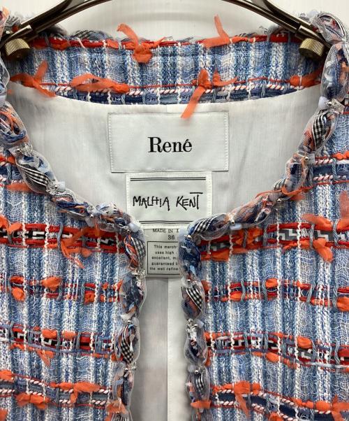 Rene（ルネ）Rene (ルネ) ファンシーヤーンツイード ジャケット/MALHIA KENT社製 ブルー サイズ:36の古着・服飾アイテム